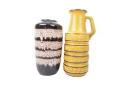 TWO MID CENTURY WEST GERMAN POTTERY VASES