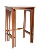 EDWARDIAN MAHOGANY INLAID NEST OF GRADUATING TABLES