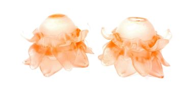 PAIR OF VINTAGE 1940S GLASS TULIP LIGHT SHADES