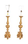 PAIR OF 20TH CENTURY GILT ROCOCO STYLE TABLE LAMPS