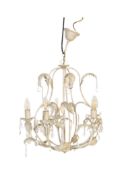 20TH CENTURY PAINTED METAL TOLLWARE 5 ARMS CHANDELIER