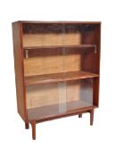 RETRO MID CENTURY TEAK AND GLASS BOOKCASE CABINET