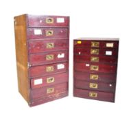 19TH CENTURY MAHOGANY CAMPAIGN PEDESTAL CHEST OF DRAWERS