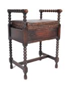 VICTORIAN 19TH CENTURY OAK BARLEYTWIST PIANO STOOL