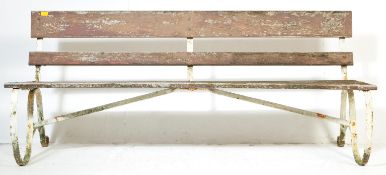 19TH CENTURY STRAP WORK & CAST IRON GARDEN BENCH