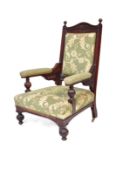 19TH CENTURY VICTORIAN MAHOGANY LIBRARY READING ARMCHAIR