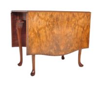QUEEN ANNE REVIVAL BURR WALNUT DROP LEAF DINING TABLE
