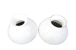 TWO 19TH CENTURY VICTORIAN ERA OPALINE OIL LAMP SHADES
