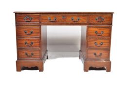 GEORGE III REVIVAL MAHOGANY & LEATHER TWIN PEDESTAL DESK