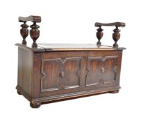 JACOBEAN REVIVAL CIRCA 1920S OAK MONK'S CHEST / BENCH