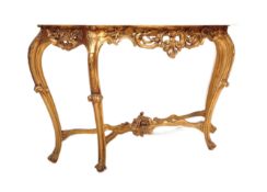20TH CENTURY ROCOCO STYLE MARBLE & GILT CONSOLE TABLE