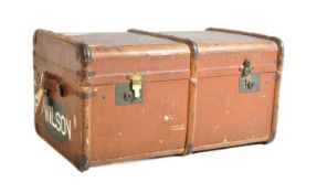 MID CENTURY BRASS MOUNTED STEAMER TRUNK