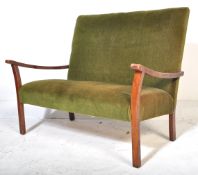 MID CENTURY VELVET & TEAK HALL SOFA