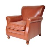 CONTEMPORARY BROWN LEATHER CHESTERFIELD ARMCHAIR