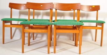 SET OF SIX MATCHING TEAK GREEN DINING CHAIRS