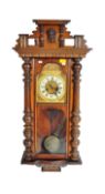 20TH CENTURY WALNUT VIENNESE REGULATOR HANGING WALL CLOCK
