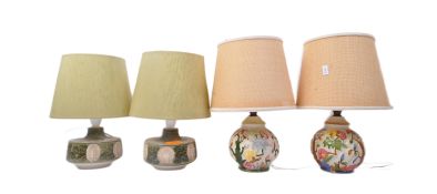 PAIR OF MID 20TH CENTURY JERSEY POTTERY TABLE LAMPS
