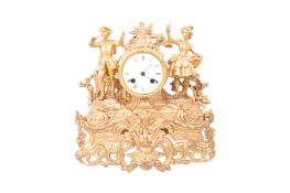 EARLY 20TH CENTURY FRENCH GILDED METAL MANTEL CLOCK