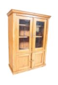 20TH CENTURY COUNTRY PINE GLAZED LARDER DRESSER CABINET