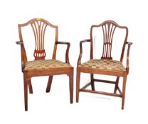 PAIR EARLY 19TH CENTURY GEORGE III CHIPPENDALE ARMCHAIRS