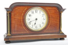 EDWARDIAN MAHOGANY & LINE INLAID MANTEL CLOCK