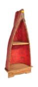 20TH CENTURY WOODEN RED PAINTED BOAT SHELVES