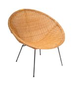 RETRO SATELLITE WIRE RATTAN WEAVE TUB ARMCHAIR CHAIR