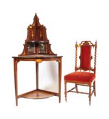 VICTORIAN CORNER ETAGERE STAND & GOTHIC HALL CHAIR