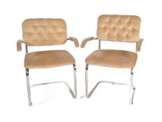 BRITISH MODERN DESIGN - PAIR RETRO CANTILEVER ARMCHAIRS