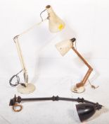 THREE MID CENTURY ANGLE POISE TABLE LAMPS