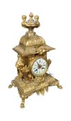 20TH CENTURY LOUIS XIV STYLE GILT BRASS MANTEL CLOCK