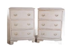 20TH CENTURY PAINTED BOW FRONT BEDSIDE CHEST DRAWERS
