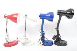 FOUR RETRO GOOSENECK TABLE DESK LAMPS