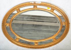 REGENCY 19TH CENTUR Y OVAL GESSO & GIILTWOOD MIRROR