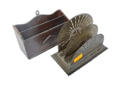 TWO VINTAGE BRASS & WOOD LETTER RACKS HOLDERS