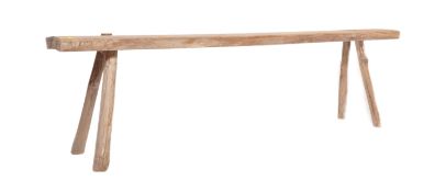 19TH CENTURY ELM WOOD FRENCH PIG REFECTORY BENCH