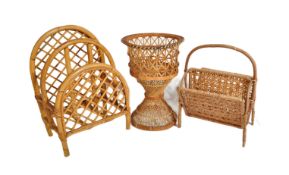 SELECTION OF RETRO MID CENTURY BAMBOO & RATTAN MAG RACKS