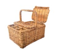 MID 20TH CENTURY WICKER WOVEN PICNIC BASKET