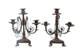 PAIR 19TH CENTURY BRONZE CANDELABRA