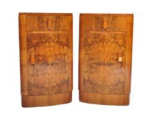 PAIR OF WALNUT ART DECO ERA BEDSIDE CABINETS