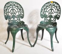 MATCHING PAIR OF 20TH CENTURY GREEN GARDEN CHAIRS