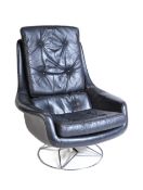 RETRO VINTAGE BLACK LEATHER OFFICE ARMCHAIR