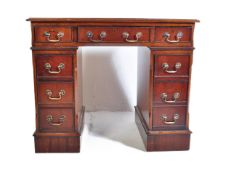 GEORGE III REVIVAL MAHOGANY KNEEHOLE TWIN PEDESTAL DESK