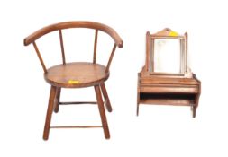 19TH CENTURY BEECH WOOD CHILDS CHAIR & WALL MIRROR