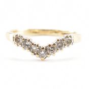 HALLMARKED 9CT GOLD & DIAMOND WISHBONE RING