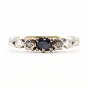 HALLMARKED 9CT GOLD SAPPHIRE & DIAMOND RING