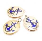 THREE VICTORIAN ENAMEL LOCKET PENDANTS