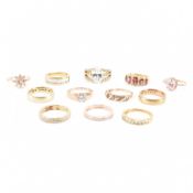 COLLECTION OF ASSORTED 925 SILVER GOLD TONE RINGS