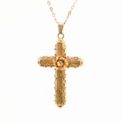 18CT GOLD CROSS PENDANT NECKLACE