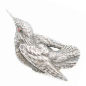 19TH CENTURY VICTORIAN SILVER BIRD MOURNING BROOCH